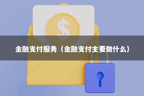 金融支付服务(金融支付主要做什么)
